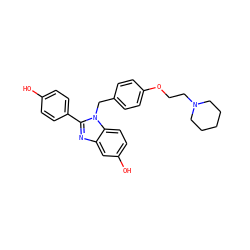 Oc1ccc(-c2nc3cc(O)ccc3n2Cc2ccc(OCCN3CCCCC3)cc2)cc1 ZINC000064245801