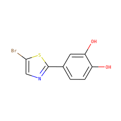 Oc1ccc(-c2ncc(Br)s2)cc1O ZINC000473213490