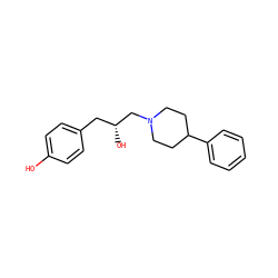 Oc1ccc(C[C@@H](O)CN2CCC(c3ccccc3)CC2)cc1 ZINC000013824029
