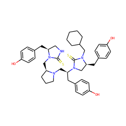 Oc1ccc(C[C@H]2CNC(=S)N2C[C@@H]2CCCN2C[C@H](Cc2ccc(O)cc2)N2C[C@H](Cc3ccc(O)cc3)N(CC3CCCCC3)C2=S)cc1 ZINC000072127718