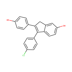 Oc1ccc(C2=C(c3ccc(Cl)cc3)c3ccc(O)cc3C2)cc1 ZINC000013673475