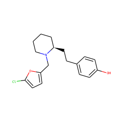 Oc1ccc(CC[C@@H]2CCCCN2Cc2ccc(Cl)o2)cc1 ZINC000215537523
