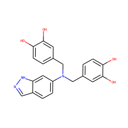 Oc1ccc(CN(Cc2ccc(O)c(O)c2)c2ccc3cn[nH]c3c2)cc1O ZINC000064504183