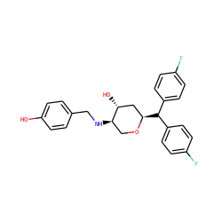 Oc1ccc(CN[C@@H]2CO[C@H](C(c3ccc(F)cc3)c3ccc(F)cc3)C[C@H]2O)cc1 ZINC000103228724