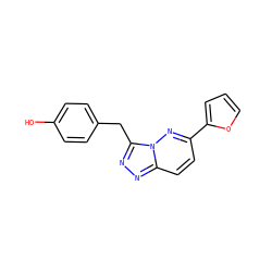 Oc1ccc(Cc2nnc3ccc(-c4ccco4)nn23)cc1 ZINC000040428783