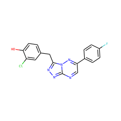 Oc1ccc(Cc2nnc3ncc(-c4ccc(F)cc4)nn23)cc1Cl ZINC000095554605