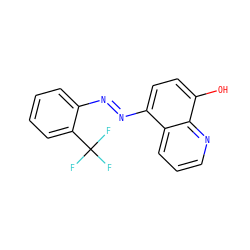Oc1ccc(N=Nc2ccccc2C(F)(F)F)c2cccnc12 ZINC000253917110