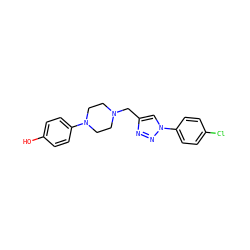 Oc1ccc(N2CCN(Cc3cn(-c4ccc(Cl)cc4)nn3)CC2)cc1 ZINC000045356407