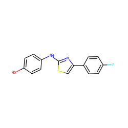 Oc1ccc(Nc2nc(-c3ccc(F)cc3)cs2)cc1 ZINC000000613262