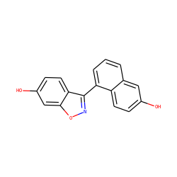 Oc1ccc2c(-c3noc4cc(O)ccc34)cccc2c1 ZINC000013583577