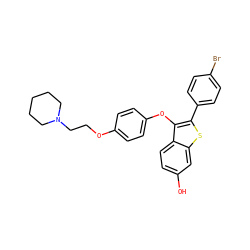 Oc1ccc2c(Oc3ccc(OCCN4CCCCC4)cc3)c(-c3ccc(Br)cc3)sc2c1 ZINC000014970922
