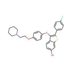 Oc1ccc2c(Oc3ccc(OCCN4CCCCC4)cc3)c(-c3ccc(F)cc3)sc2c1 ZINC000014970918
