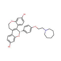 Oc1ccc2c(c1)O[C@@H](c1ccc(OCCN3CCCCCC3)cc1)C1=C2CCOc2cc(O)ccc21 ZINC000049054495