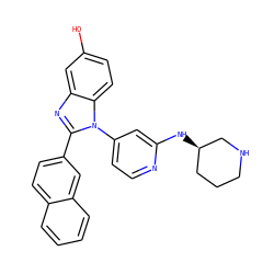 Oc1ccc2c(c1)nc(-c1ccc3ccccc3c1)n2-c1ccnc(N[C@@H]2CCCNC2)c1 ZINC000095592871