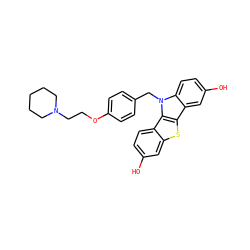 Oc1ccc2c(c1)sc1c3cc(O)ccc3n(Cc3ccc(OCCN4CCCCC4)cc3)c21 ZINC000028525325