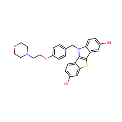 Oc1ccc2c(c1)sc1c3cc(O)ccc3n(Cc3ccc(OCCN4CCOCC4)cc3)c21 ZINC000028523163