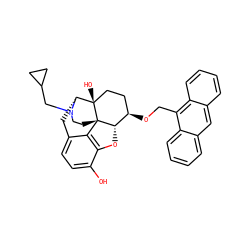 Oc1ccc2c3c1O[C@H]1[C@H](OCc4c5ccccc5cc5ccccc45)CC[C@@]4(O)[C@@H](C2)N(CC2CC2)CC[C@]314 ZINC000058504730