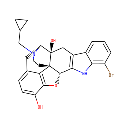 Oc1ccc2c3c1O[C@H]1c4[nH]c5c(Br)cccc5c4C[C@@]4(O)[C@@H](C2)N(CC2CC2)CC[C@]314 ZINC000029468503