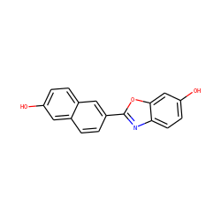 Oc1ccc2cc(-c3nc4ccc(O)cc4o3)ccc2c1 ZINC000013583591