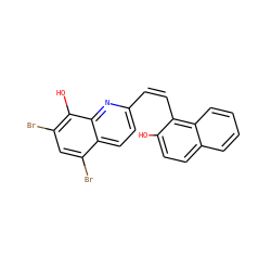 Oc1ccc2ccccc2c1/C=C\c1ccc2c(Br)cc(Br)c(O)c2n1 ZINC000057681143