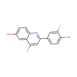 Oc1ccc2nc(-c3ccc(O)c(F)c3)cc(Cl)c2c1 ZINC000028527889