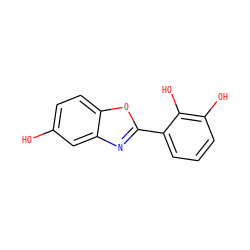 Oc1ccc2oc(-c3cccc(O)c3O)nc2c1 ZINC000013583636