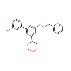 Oc1cccc(-c2cc(N3CCOCC3)nc(NCCc3ccccn3)n2)c1 ZINC000066252260