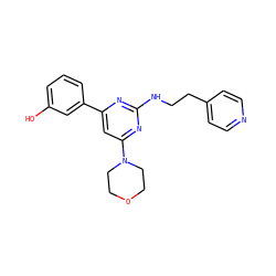 Oc1cccc(-c2cc(N3CCOCC3)nc(NCCc3ccncc3)n2)c1 ZINC000066258427