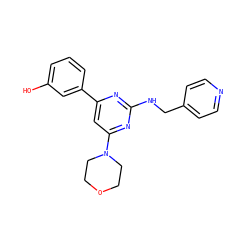 Oc1cccc(-c2cc(N3CCOCC3)nc(NCc3ccncc3)n2)c1 ZINC000066252062