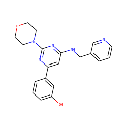 Oc1cccc(-c2cc(NCc3cccnc3)nc(N3CCOCC3)n2)c1 ZINC000064559943