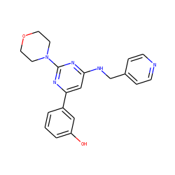 Oc1cccc(-c2cc(NCc3ccncc3)nc(N3CCOCC3)n2)c1 ZINC000066252298