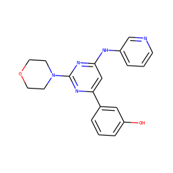 Oc1cccc(-c2cc(Nc3cccnc3)nc(N3CCOCC3)n2)c1 ZINC000038792908