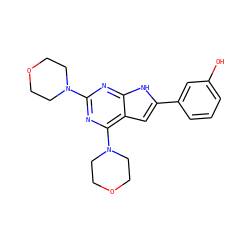 Oc1cccc(-c2cc3c(N4CCOCC4)nc(N4CCOCC4)nc3[nH]2)c1 ZINC000143969838