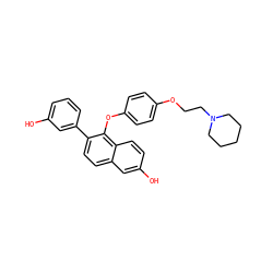Oc1cccc(-c2ccc3cc(O)ccc3c2Oc2ccc(OCCN3CCCCC3)cc2)c1 ZINC000001903431
