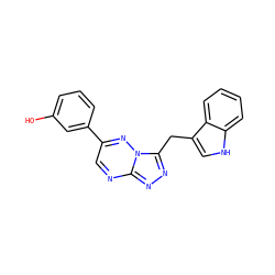 Oc1cccc(-c2cnc3nnc(Cc4c[nH]c5ccccc45)n3n2)c1 ZINC000200622656