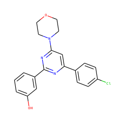 Oc1cccc(-c2nc(-c3ccc(Cl)cc3)cc(N3CCOCC3)n2)c1 ZINC000066262070