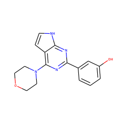 Oc1cccc(-c2nc(N3CCOCC3)c3cc[nH]c3n2)c1 ZINC000049067605
