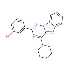 Oc1cccc(-c2nc(N3CCOCC3)c3cc4ncccc4n3n2)c1 ZINC000073220712