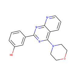 Oc1cccc(-c2nc(N3CCOCC3)c3cccnc3n2)c1 ZINC000103255555