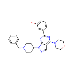 Oc1cccc(-c2nc(N3CCOCC3)c3cnn(C4CCN(Cc5ccccc5)CC4)c3n2)c1 ZINC000045285256