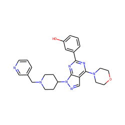 Oc1cccc(-c2nc(N3CCOCC3)c3cnn(C4CCN(Cc5cccnc5)CC4)c3n2)c1 ZINC000043009918