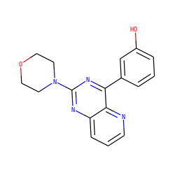 Oc1cccc(-c2nc(N3CCOCC3)nc3cccnc23)c1 ZINC000103255507