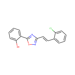 Oc1ccccc1-c1nc(/C=C/c2ccccc2Cl)no1 ZINC000005340691