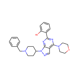 Oc1ccccc1-c1nc(N2CCOCC2)c2cnn(C3CCN(Cc4ccccc4)CC3)c2n1 ZINC000045287163