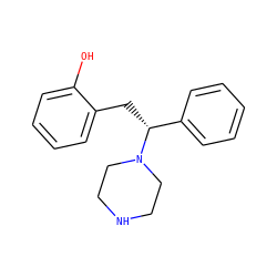 Oc1ccccc1C[C@H](c1ccccc1)N1CCNCC1 ZINC000049111665
