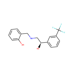 Oc1ccccc1CNC[C@H](O)c1cccc(C(F)(F)F)c1 ZINC000014966718