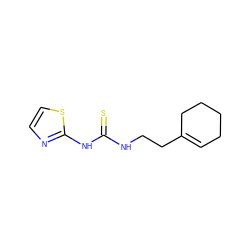 S=C(NCCC1=CCCCC1)Nc1nccs1 ZINC000027561725