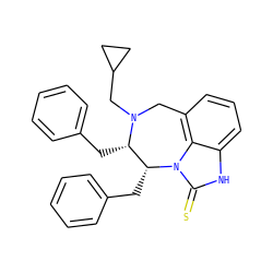 S=c1[nH]c2cccc3c2n1[C@H](Cc1ccccc1)[C@H](Cc1ccccc1)N(CC1CC1)C3 ZINC000027878954