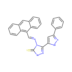S=c1[nH]nc(-c2cc(-c3ccccc3)n[nH]2)n1/N=C/c1c2ccccc2cc2ccccc12 ZINC000012508129