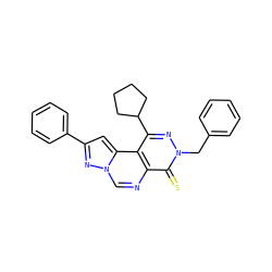 S=c1c2ncn3nc(-c4ccccc4)cc3c2c(C2CCCC2)nn1Cc1ccccc1 ZINC000299823679